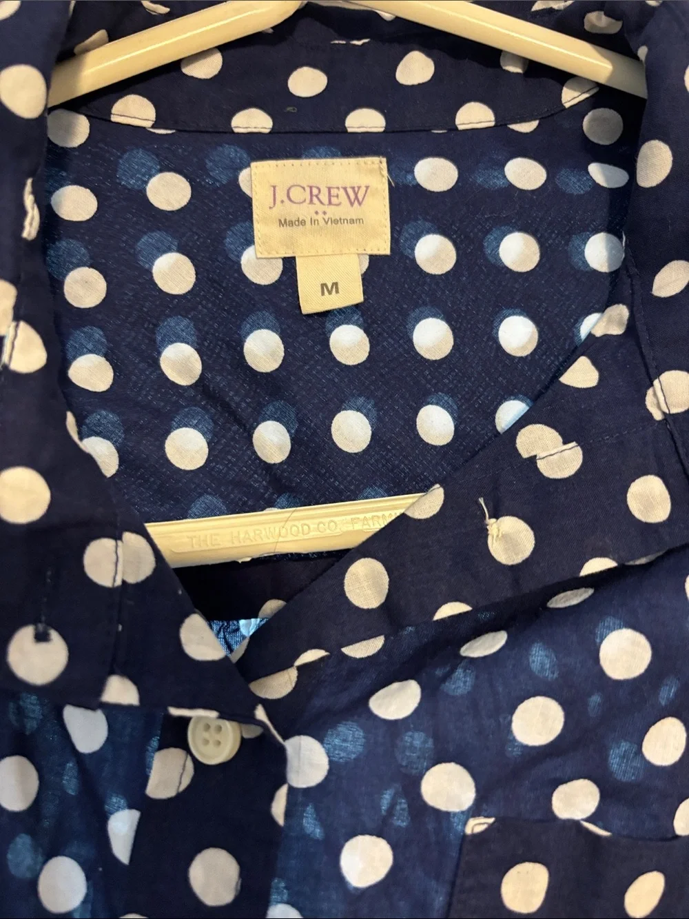 J. Crew Navy Polka Dot Button-Front Tie Shirt